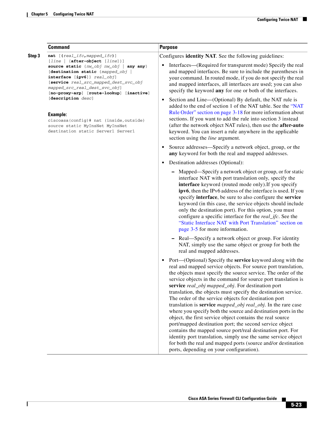 Cisco Systems and the ASA Services Module, ASA 5505, ASA 5545-X manual Static Interface NAT with Port Translation section on 