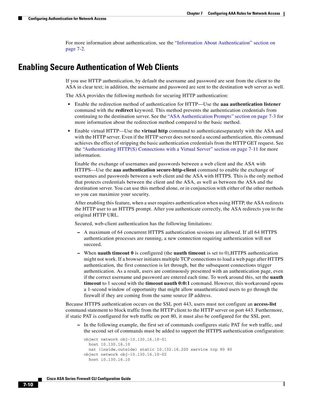 Cisco Systems ASA 5555-X, ASA 5505, ASA 5545-X, ASA 5585-X, ASA 5580 manual Enabling Secure Authentication of Web Clients 