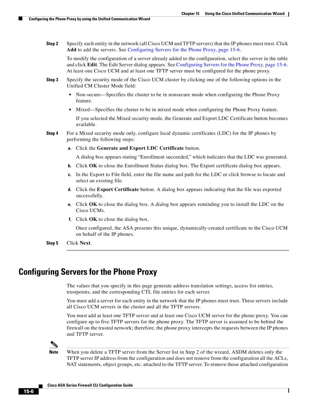 Cisco Systems ASA 5555-X Configuring Servers for the Phone Proxy, Click the Generate and Export LDC Certificate button 