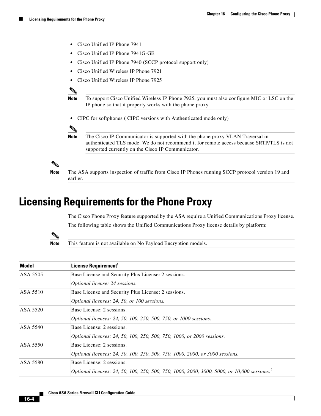 Cisco Systems ASA 5580, ASA 5505, ASA 5545-X, ASA 5555-X, ASA 5585-X manual Licensing Requirements for the Phone Proxy, 16-4 