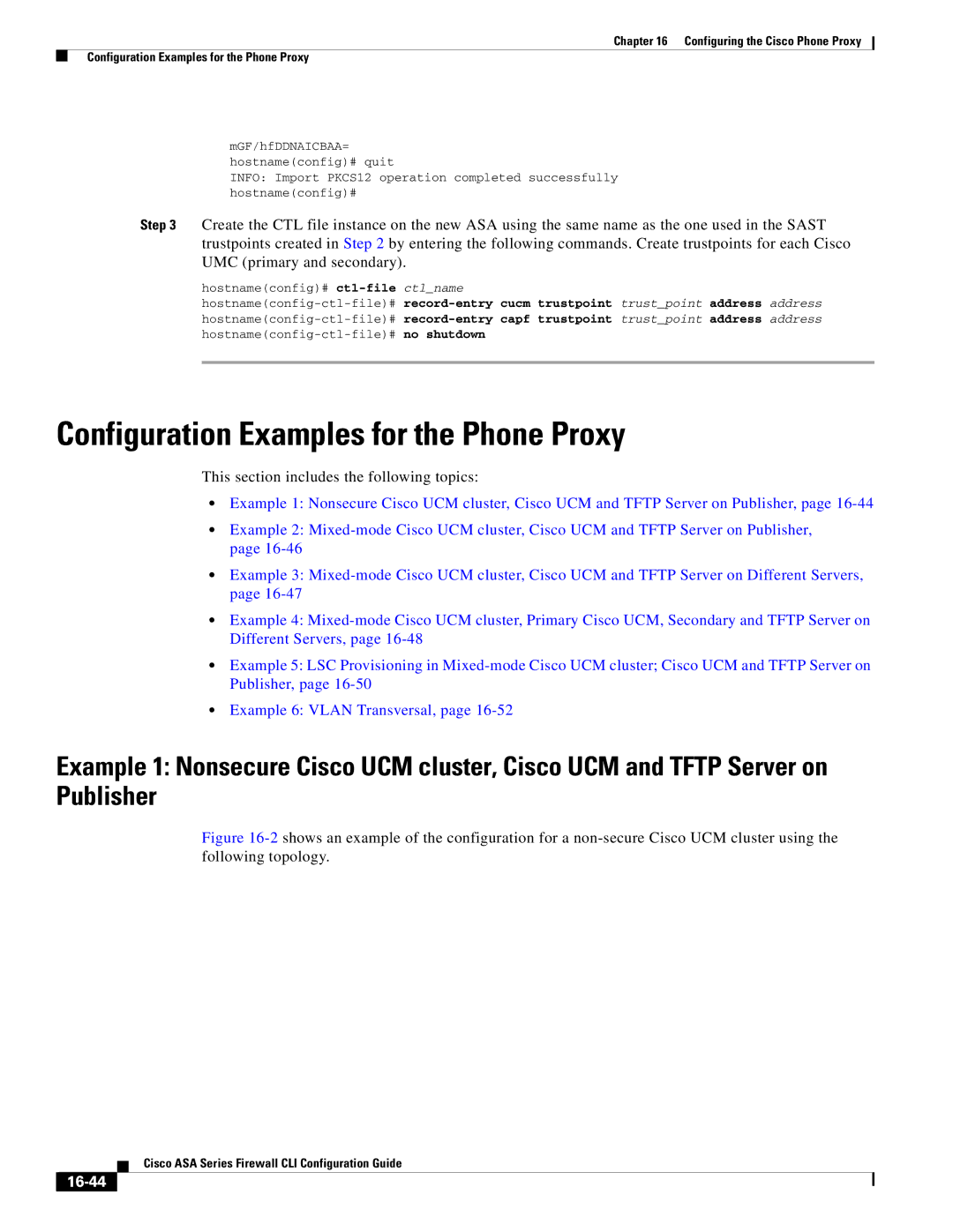 Cisco Systems ASA 5555-X, ASA 5505, ASA 5545-X, ASA 5585-X Configuration Examples for the Phone Proxy, 16-44, No shutdown 