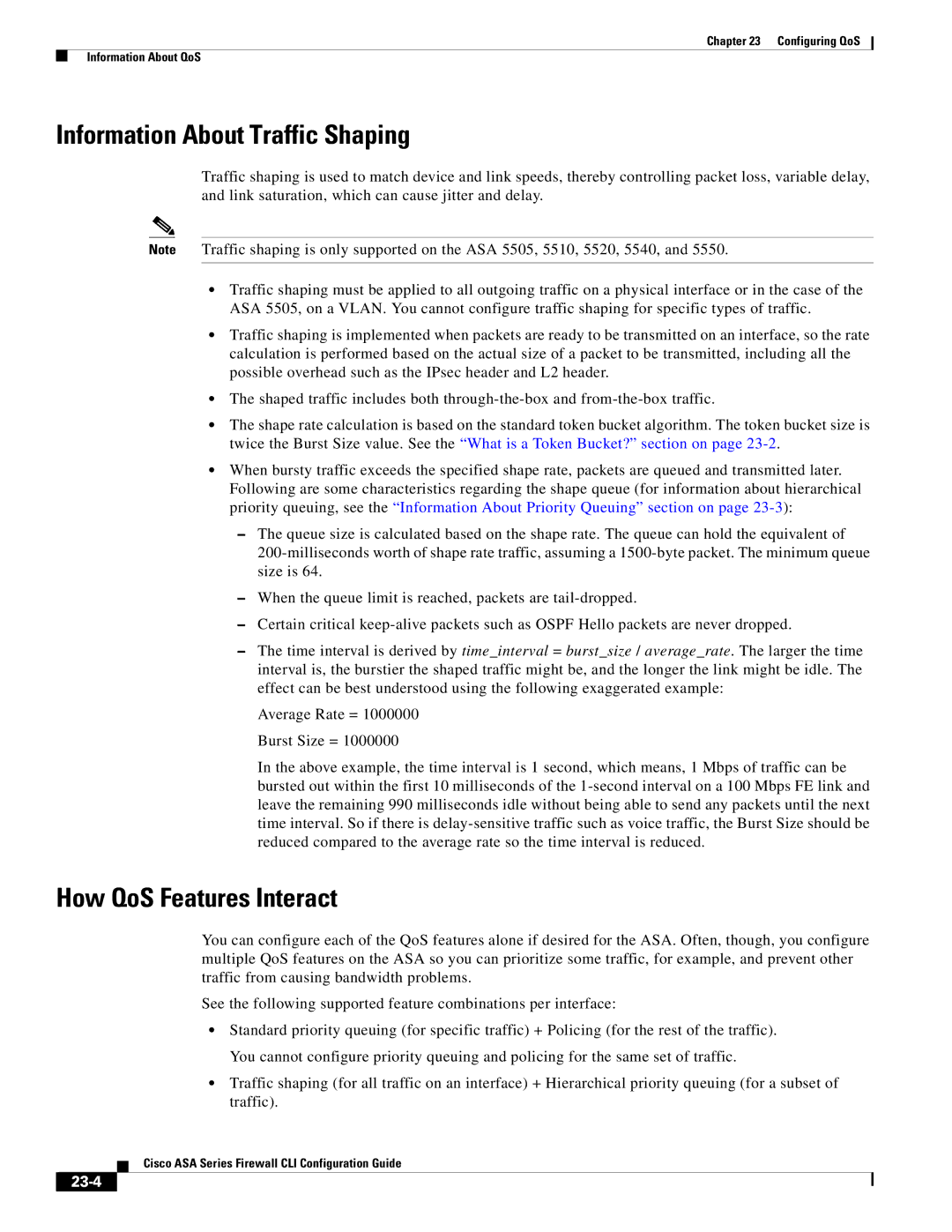 Cisco Systems ASA 5580, ASA 5505, ASA 5545-X, ASA 5555-X Information About Traffic Shaping, How QoS Features Interact, 23-4 