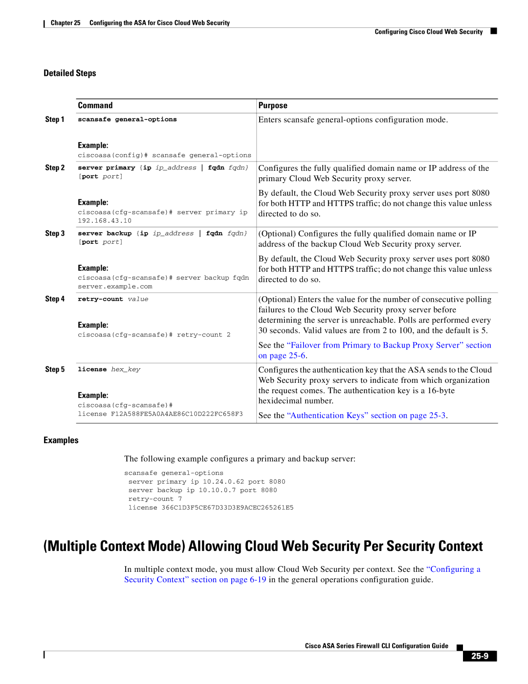 Cisco Systems ASA 5585-X, ASA 5505, ASA 5545-X, ASA 5555-X, ASA 5580 manual See the Authentication Keys section on, 25-9 