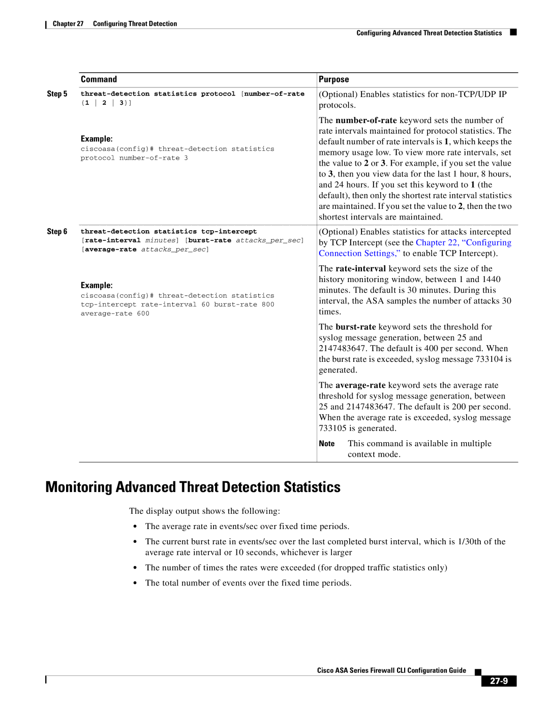 Cisco Systems ASA 5585-X, ASA 5505, ASA 5545-X, ASA 5555-X, ASA 5580 Monitoring Advanced Threat Detection Statistics, 27-9 