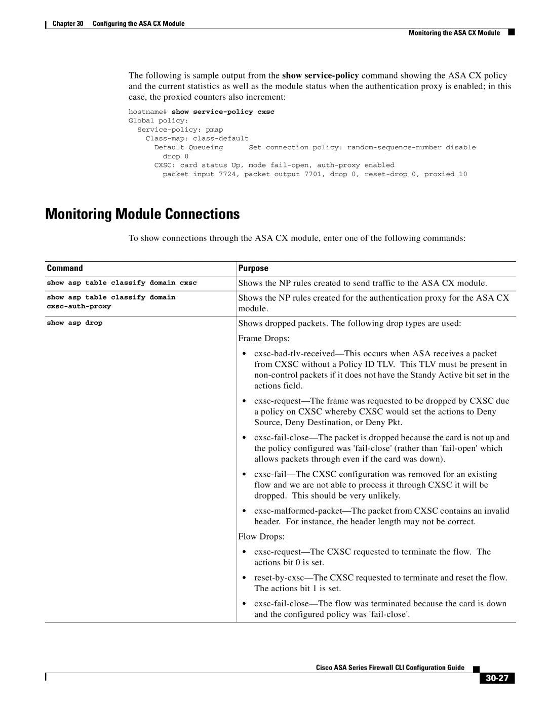 Cisco Systems ASA 5585-X, ASA 5505, ASA 5545-X, ASA 5555-X, ASA 5580 manual Monitoring Module Connections, 30-27 