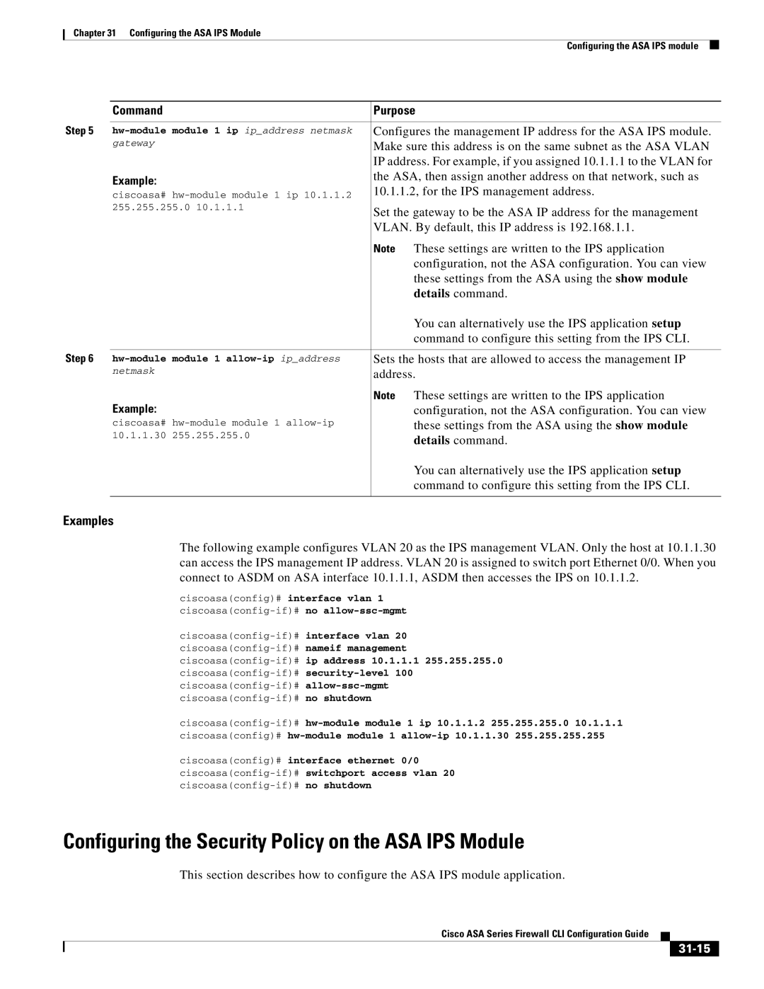 Cisco Systems ASA 5585-X, ASA 5505, ASA 5580 Configuring the Security Policy on the ASA IPS Module, Details command, 31-15 