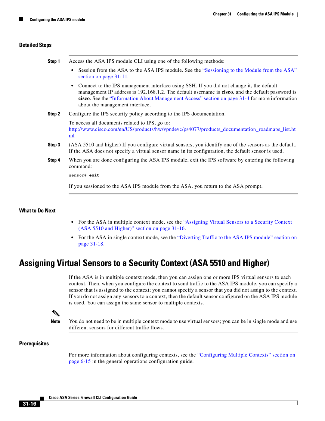 Cisco Systems ASA 5580, ASA 5505, ASA 5545-X, ASA 5555-X, ASA 5585-X, and the ASA Services Module manual 31-16 