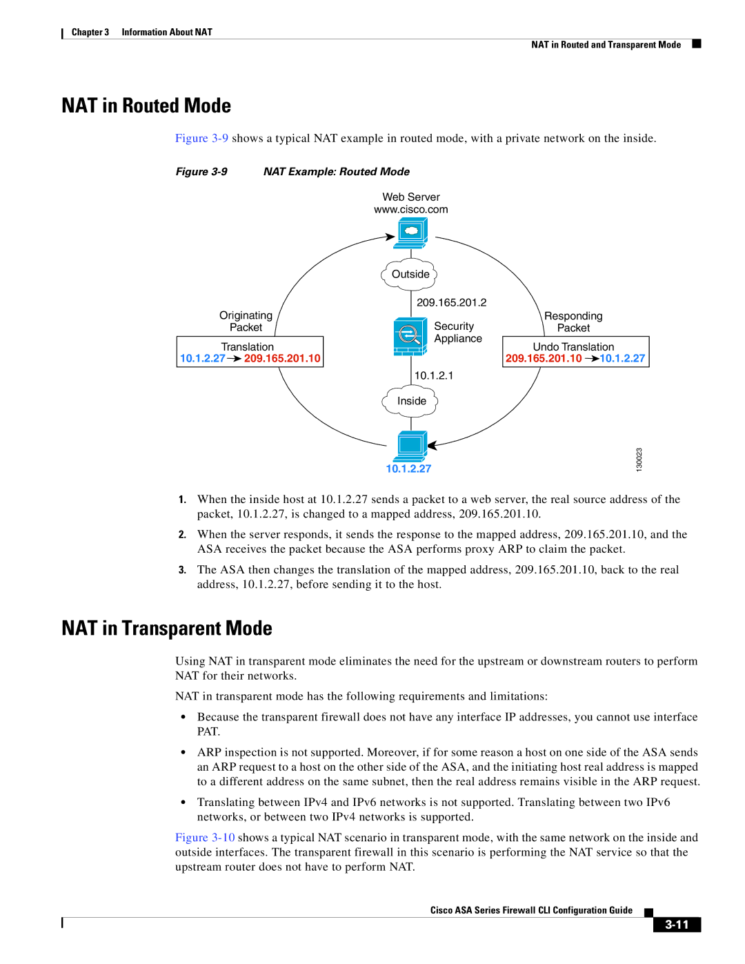 Cisco Systems and the ASA Services Module, ASA 5505, ASA 5545-X, ASA 5555-X manual NAT in Routed Mode, NAT in Transparent Mode 