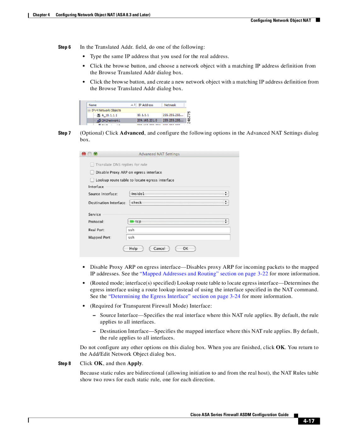 Cisco Systems ASA 5545-X, ASA 5505, ASA 5555-X, ASA 5585-X, ASA 5580 manual Configuring Network Object NAT ASA 8.3 and Later 
