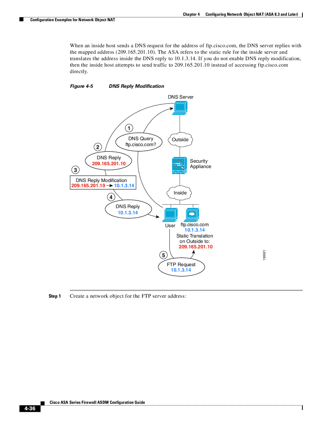 Cisco Systems ASA 5555-X, ASA 5505, ASA 5545-X, ASA 5585-X, ASA 5580 manual Create a network object for the FTP server address 