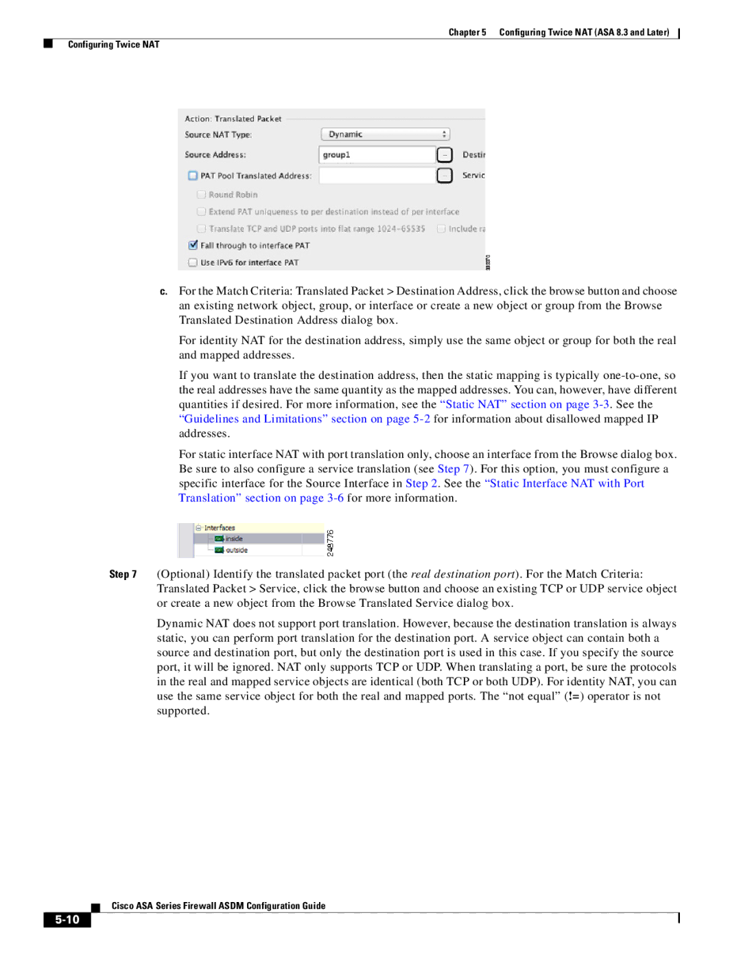 Cisco Systems ASA 5555-X, ASA 5505, ASA 5545-X, ASA 5585-X, ASA 5580 manual Configuring Twice NAT ASA 8.3 and Later 