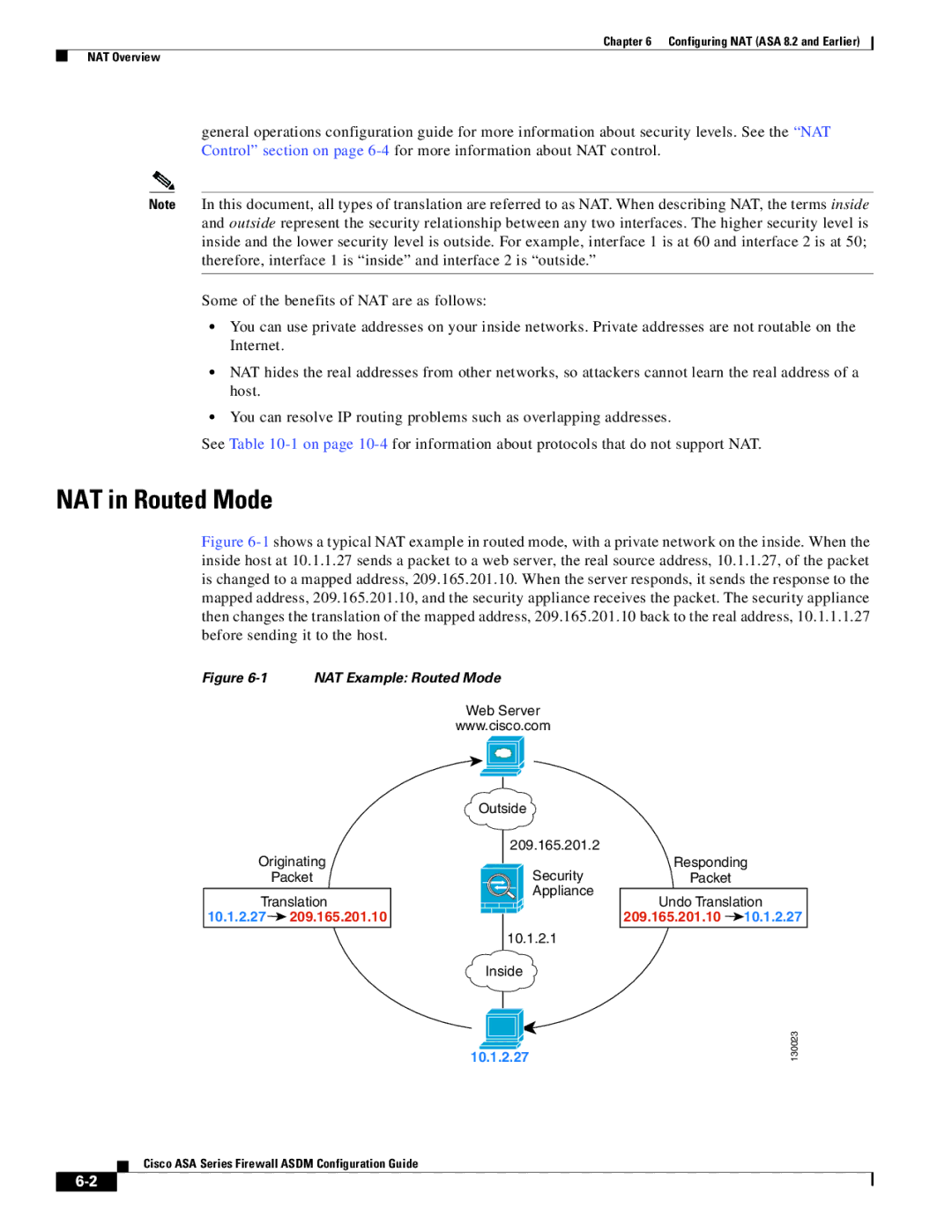 Cisco Systems ASA 5580, ASA 5505, ASA 5545-X, ASA 5555-X, ASA 5585-X, ASA Services Module manual NAT Example Routed Mode 