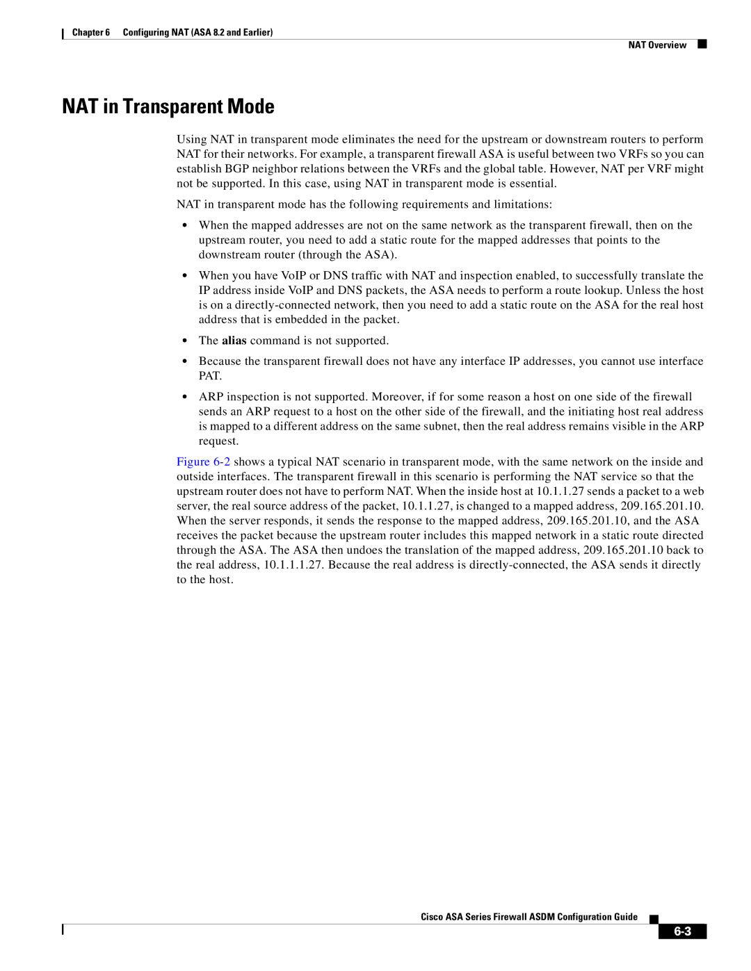 Cisco Systems ASA Services Module, ASA 5505, ASA 5545-X, ASA 5555-X, ASA 5585-X, ASA 5580 manual NAT in Transparent Mode 