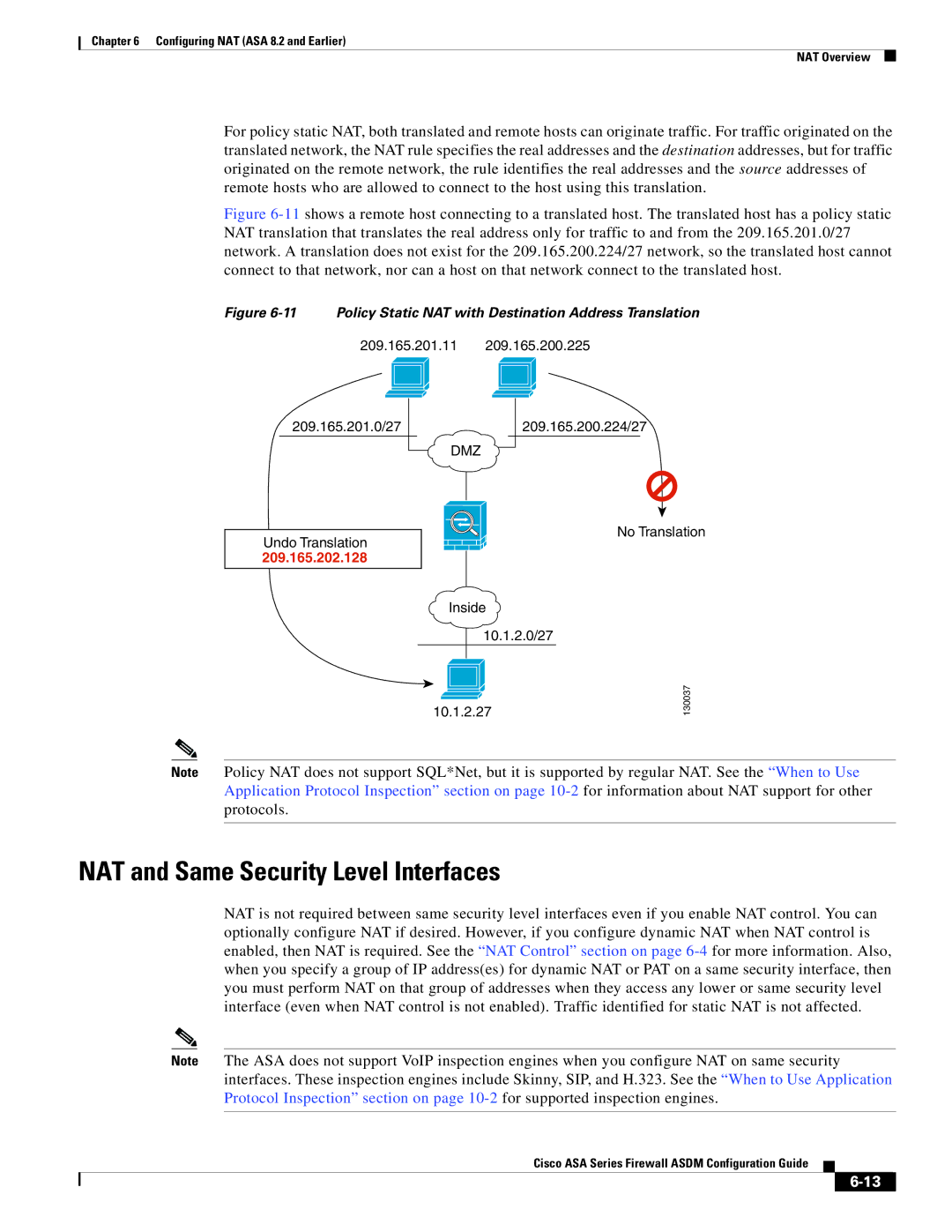 Cisco Systems ASA 5585-X NAT and Same Security Level Interfaces, Policy Static NAT with Destination Address Translation 