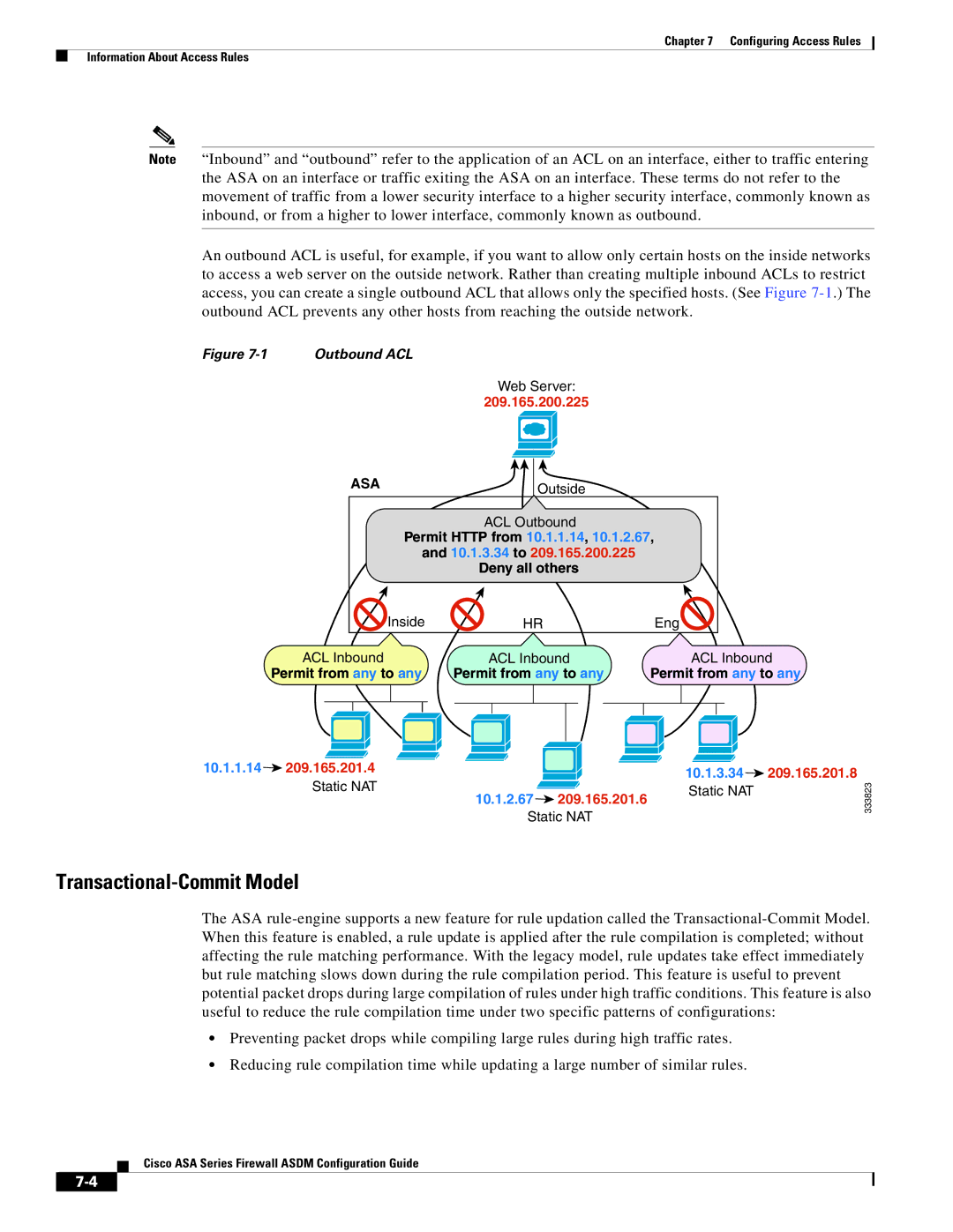 Cisco Systems ASA 5505, ASA 5545-X, ASA 5555-X, ASA 5585-X, ASA 5580 manual Transactional-Commit Model, Outbound ACL 