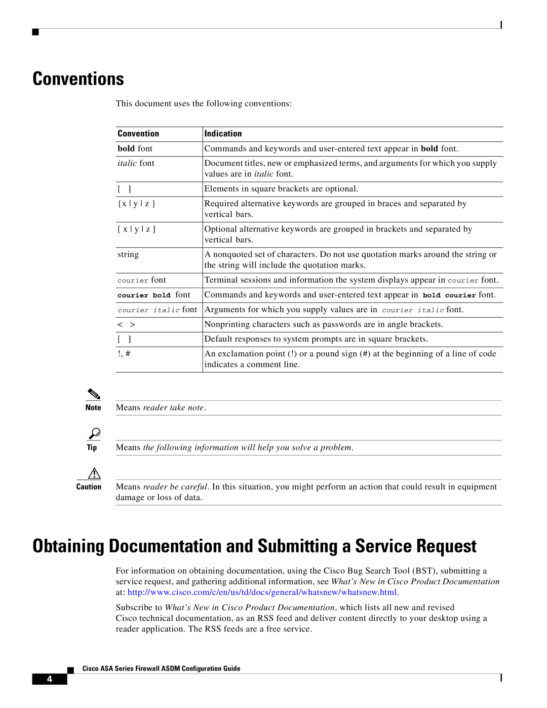 Cisco Systems ASA 5505, ASA 5545-X, ASA 5555-X, ASA 5585-X, ASA 5580 manual Conventions, Convention Indication, Bold font 