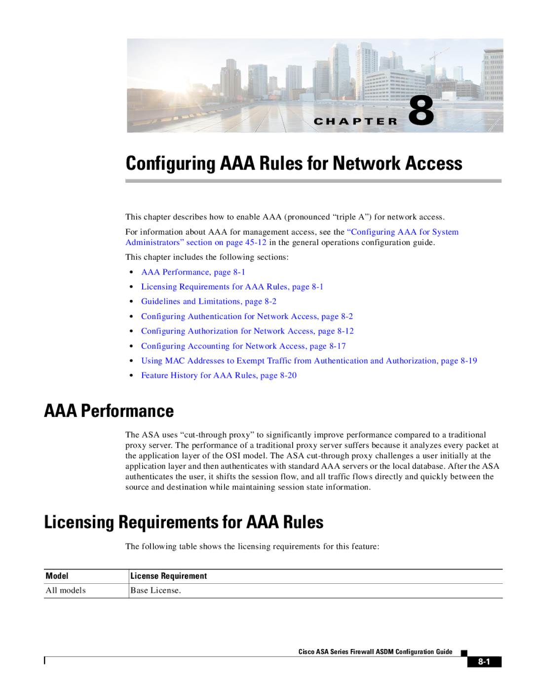 Cisco Systems ASA 5545-X Configuring AAA Rules for Network Access, AAA Performance, Licensing Requirements for AAA Rules 