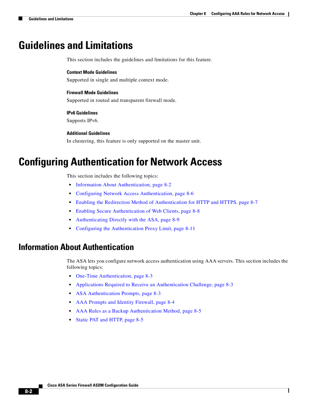 Cisco Systems ASA 5555-X, ASA 5505 manual Configuring Authentication for Network Access, Information About Authentication 