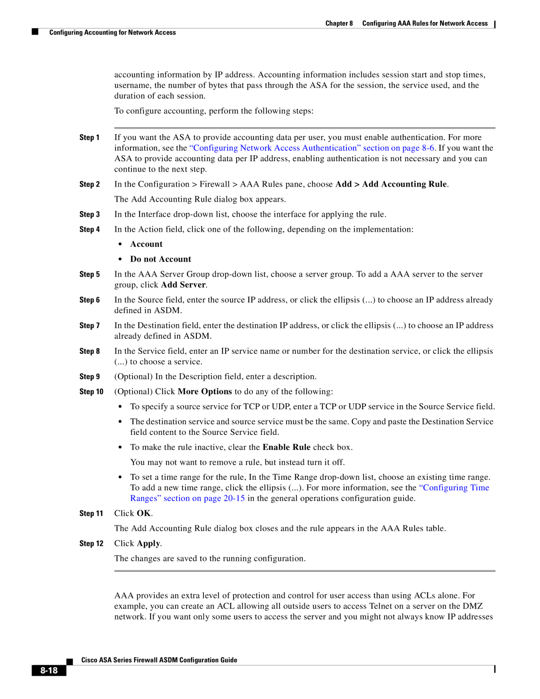 Cisco Systems ASA 5505, ASA 5545-X, ASA 5555-X, ASA 5585-X, ASA 5580, ASA Services Module manual Account Do not Account 