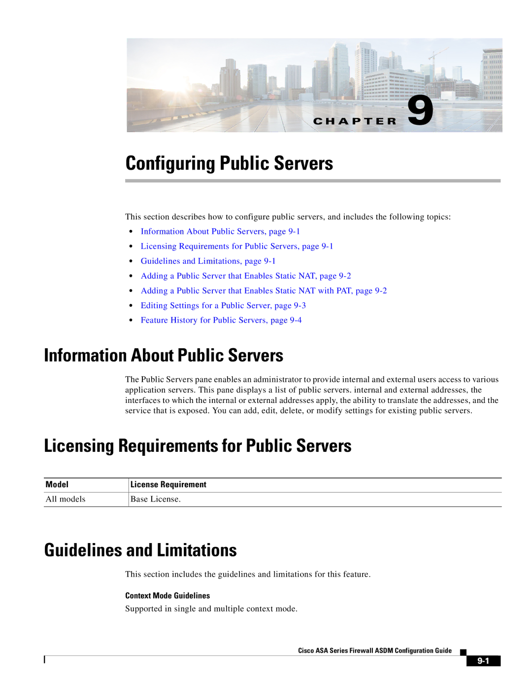 Cisco Systems ASA 5585-X, ASA 5505, ASA 5545-X, ASA 5555-X manual Configuring Public Servers, Information About Public Servers 