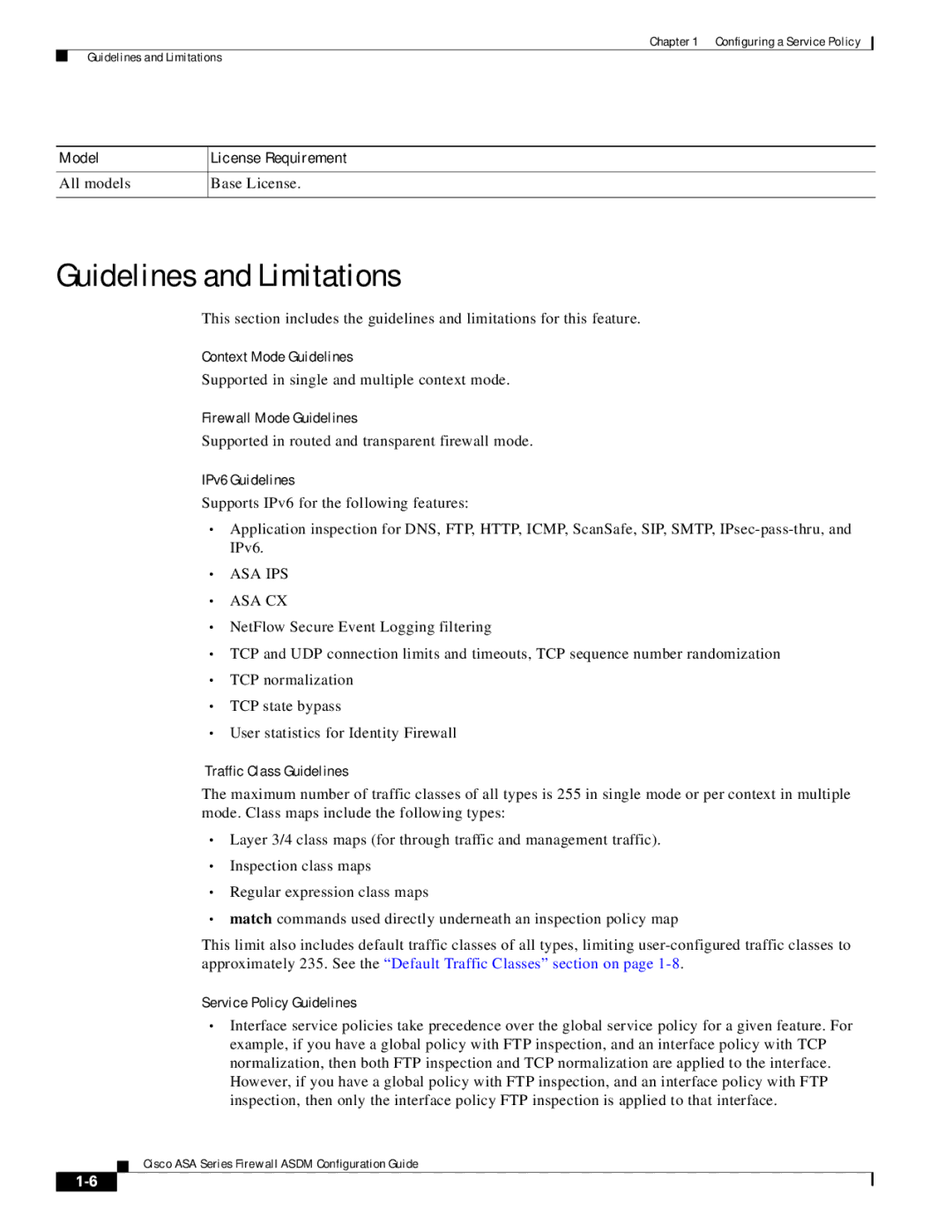 Cisco Systems ASA 5555-X, ASA 5505, ASA 5545-X, ASA 5585-X, ASA 5580, ASA Services Module manual Guidelines and Limitations 