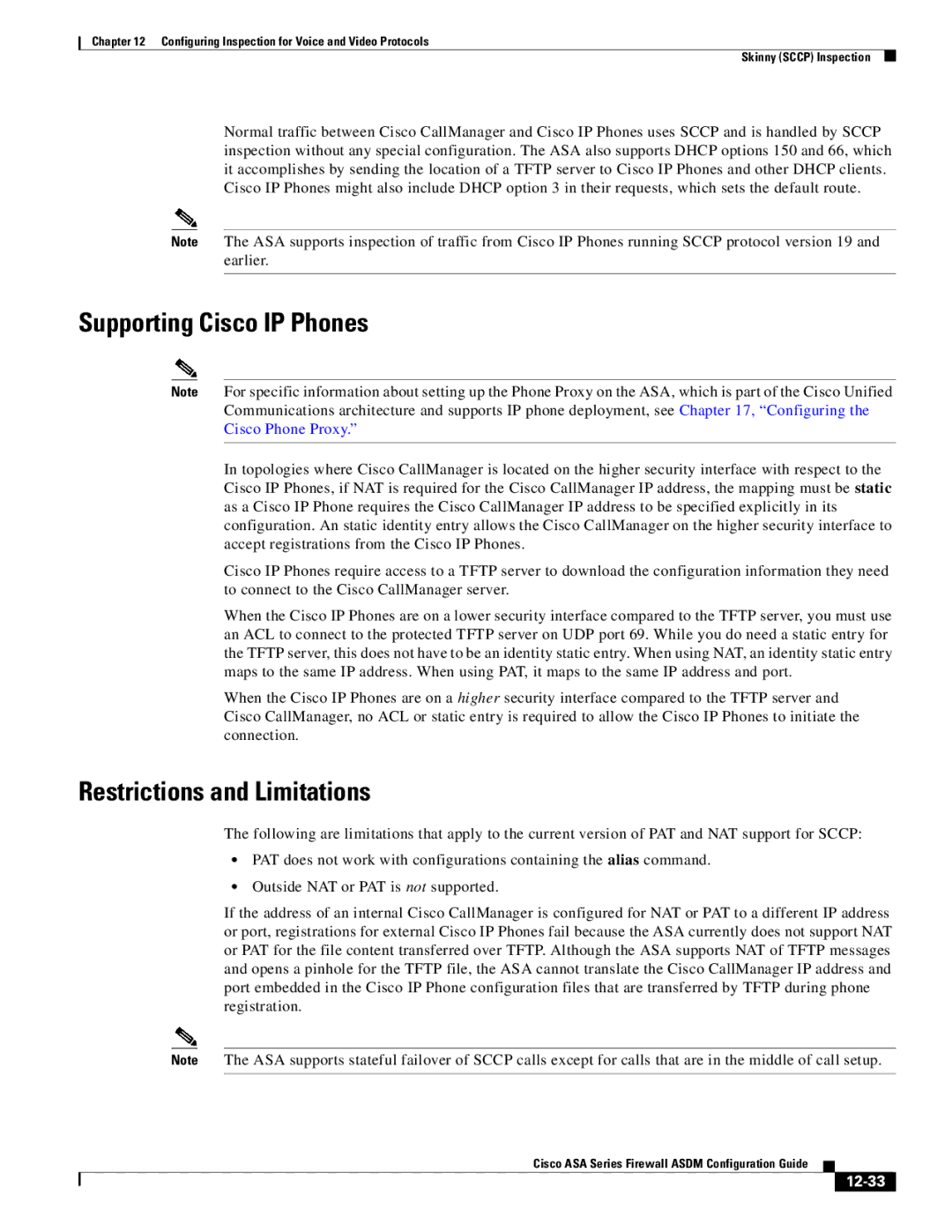 Cisco Systems ASA 5585-X, ASA 5505, ASA 5545-X, ASA 5555-X, ASA 5580, ASA Services Module Supporting Cisco IP Phones, 12-33 