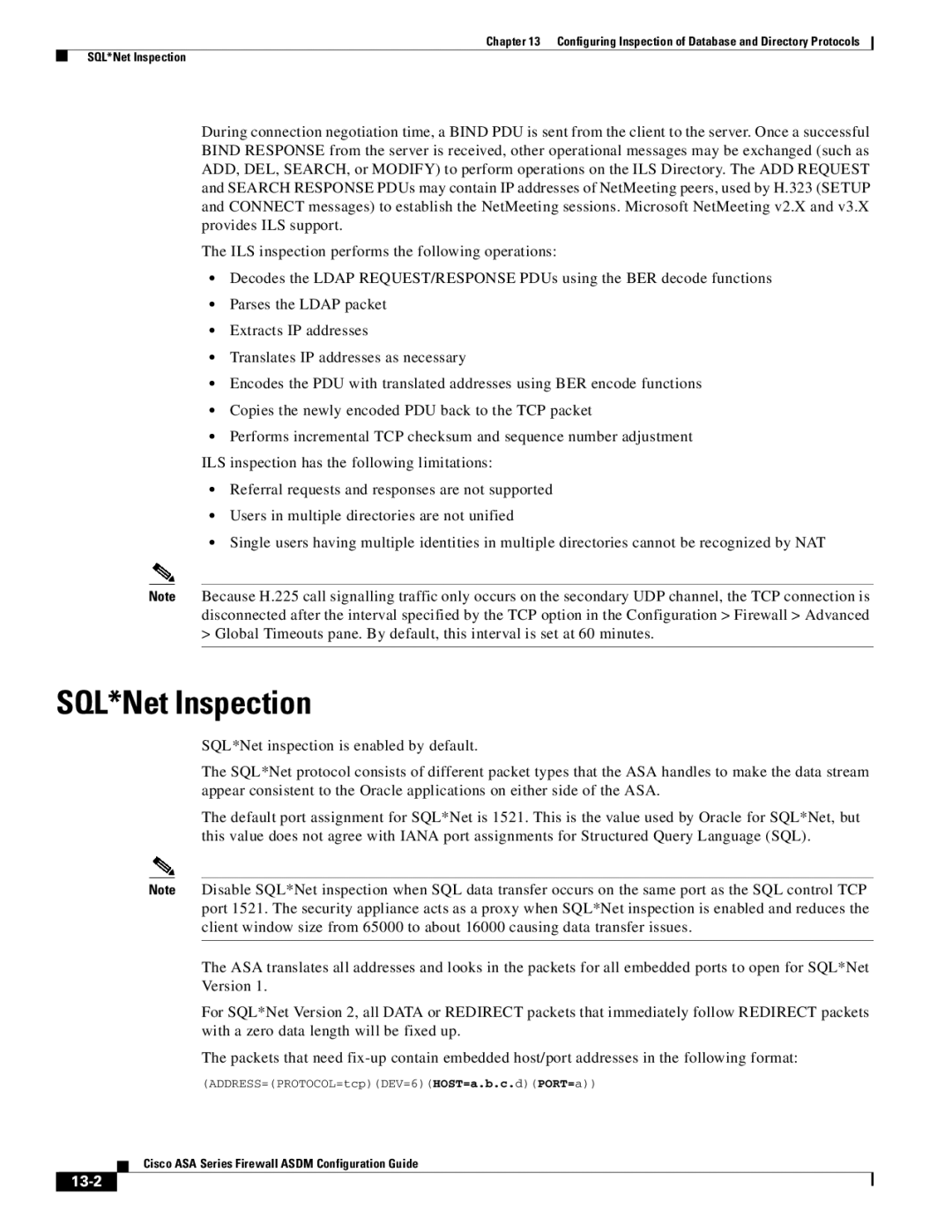 Cisco Systems ASA 5580, ASA 5505, ASA 5545-X, ASA 5555-X, ASA 5585-X, ASA Services Module manual SQL*Net Inspection, 13-2 