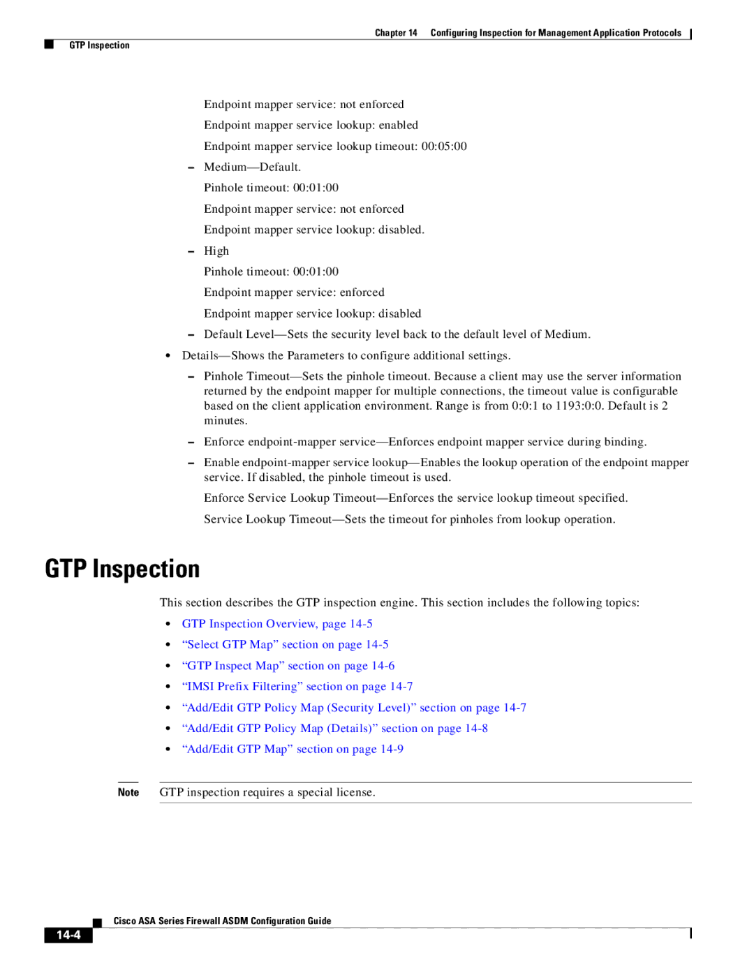 Cisco Systems ASA 5580, ASA 5505, ASA 5545-X, ASA 5555-X, ASA 5585-X, ASA Services Module manual GTP Inspection, 14-4 