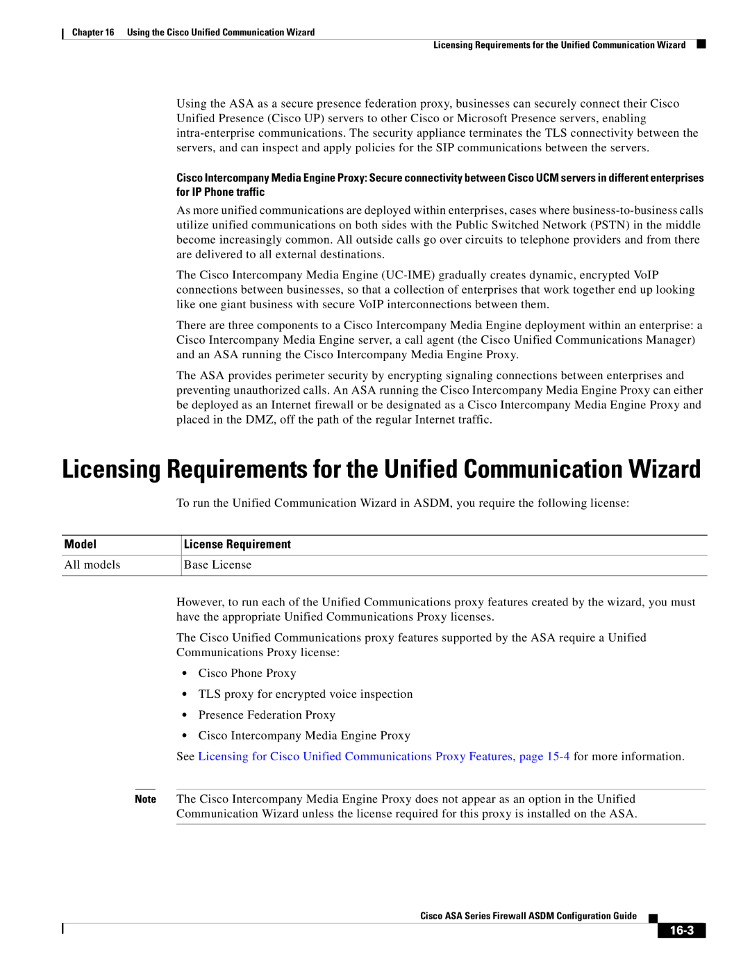 Cisco Systems ASA 5585-X, ASA 5505, ASA 5545-X, ASA 5555-X Licensing Requirements for the Unified Communication Wizard, 16-3 