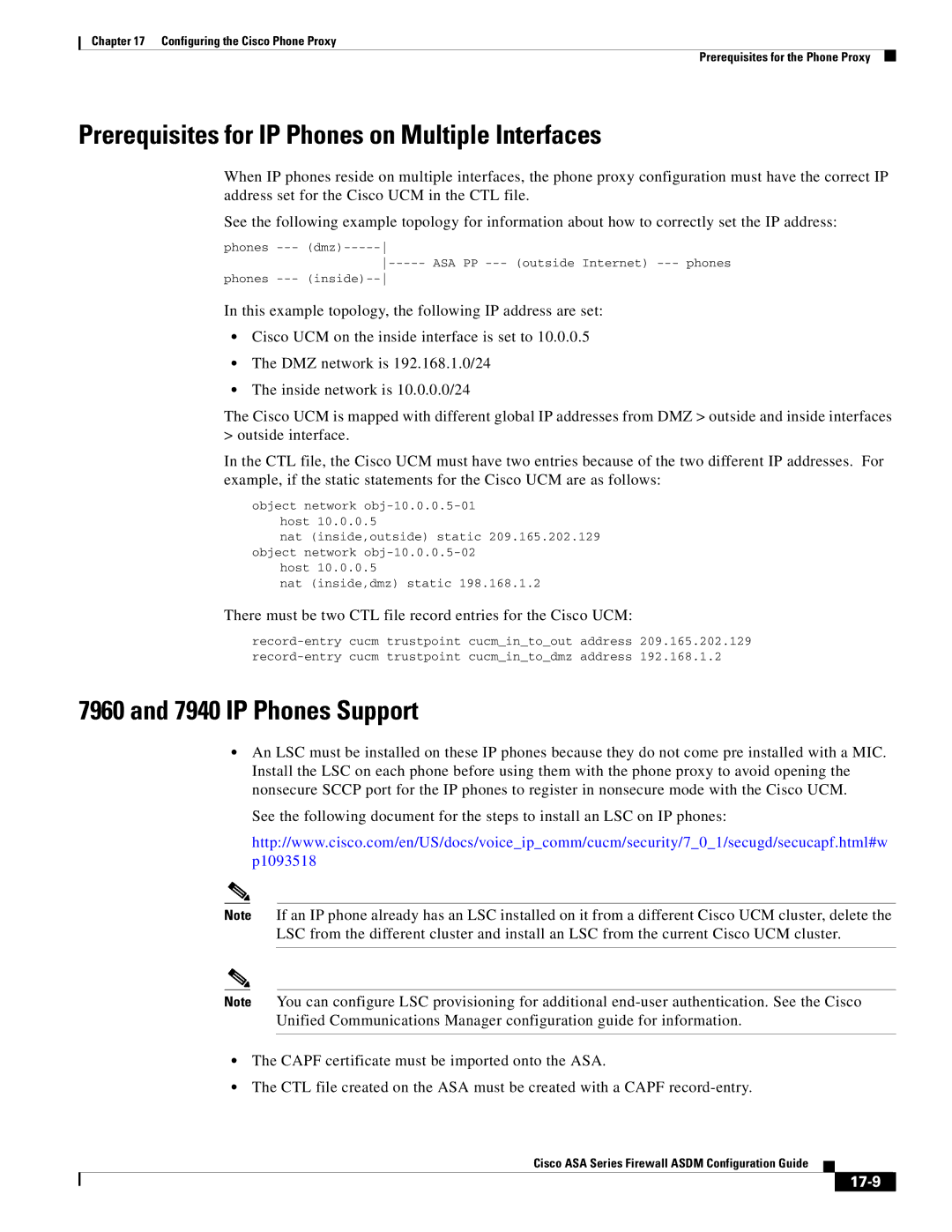 Cisco Systems ASA 5545-X, ASA 5505, ASA 5555-X Prerequisites for IP Phones on Multiple Interfaces, IP Phones Support, 17-9 