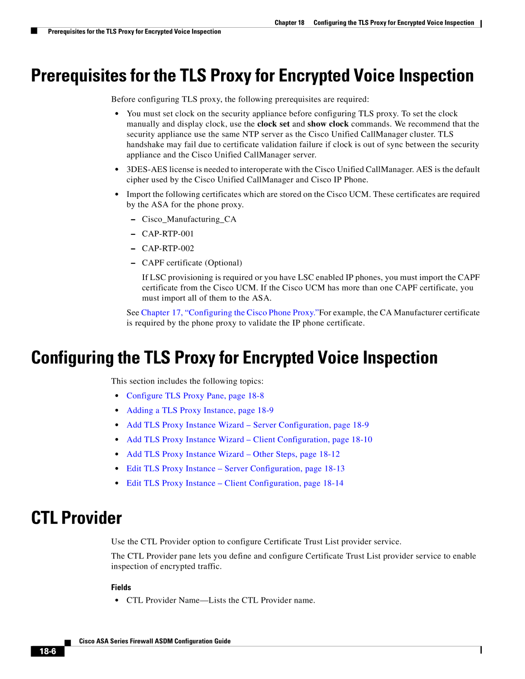Cisco Systems ASA 5555-X, ASA 5505, ASA 5545-X, ASA 5585-X, ASA 5580, ASA Services Module manual CTL Provider, 18-6 