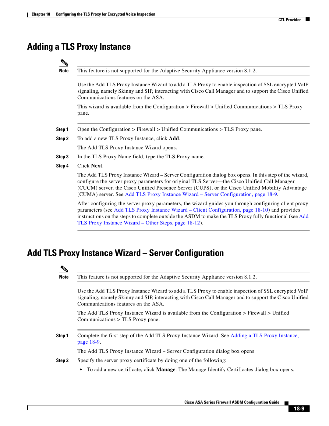 Cisco Systems ASA Services Module Adding a TLS Proxy Instance, Add TLS Proxy Instance Wizard Server Configuration, 18-9 