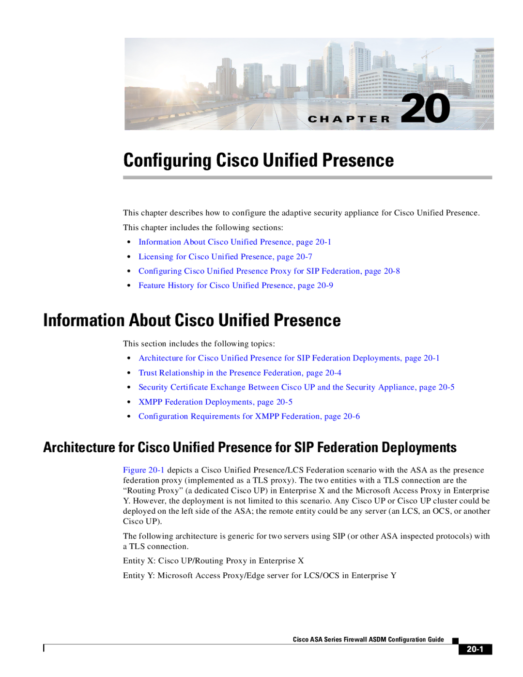 Cisco Systems ASA Services Module manual Configuring Cisco Unified Presence, Information About Cisco Unified Presence, 20-1 