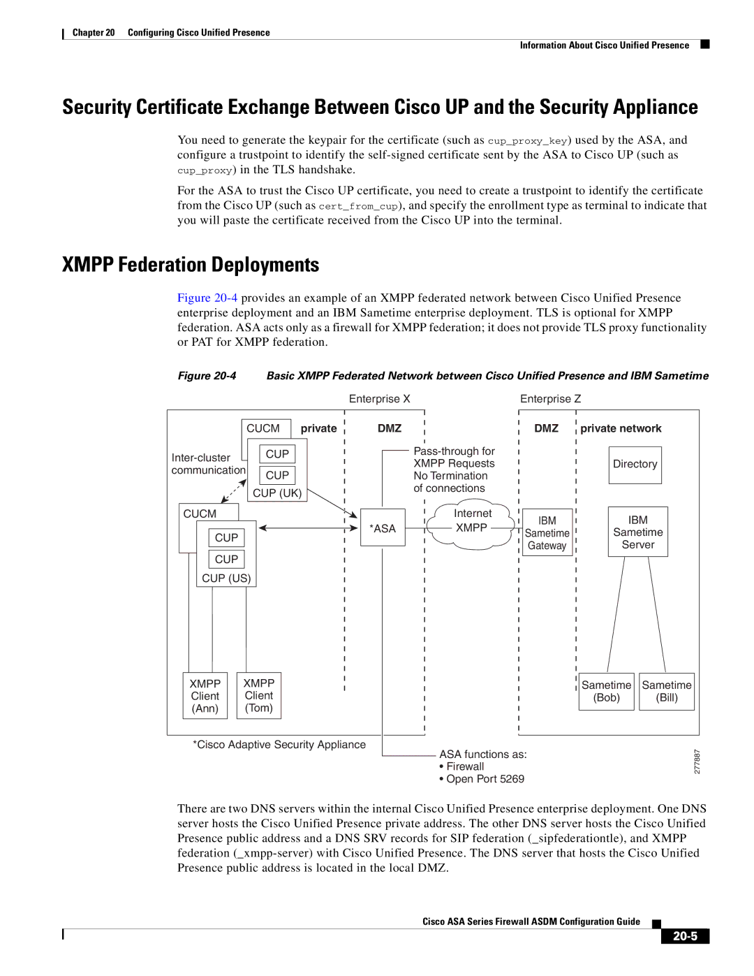 Cisco Systems ASA 5585-X, ASA 5505, ASA 5545-X, ASA 5555-X, ASA 5580, ASA Services Module Xmpp Federation Deployments, 20-5 