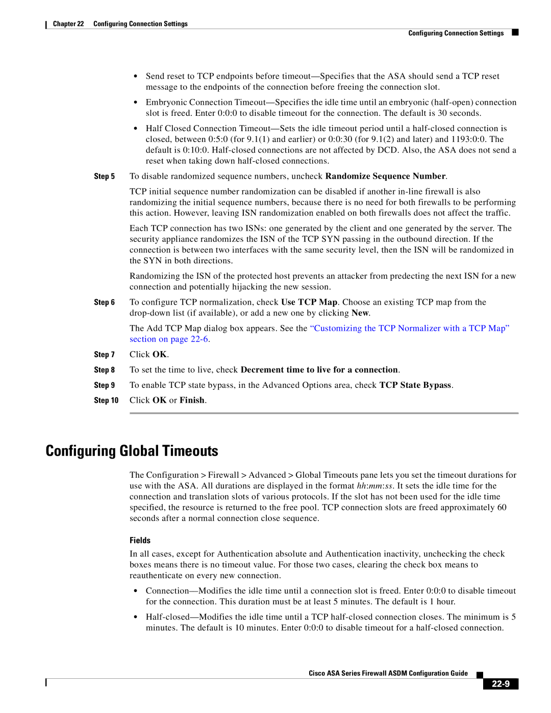 Cisco Systems ASA 5585-X, ASA 5505, ASA 5545-X, ASA 5555-X, ASA 5580, ASA Services Module Configuring Global Timeouts, 22-9 