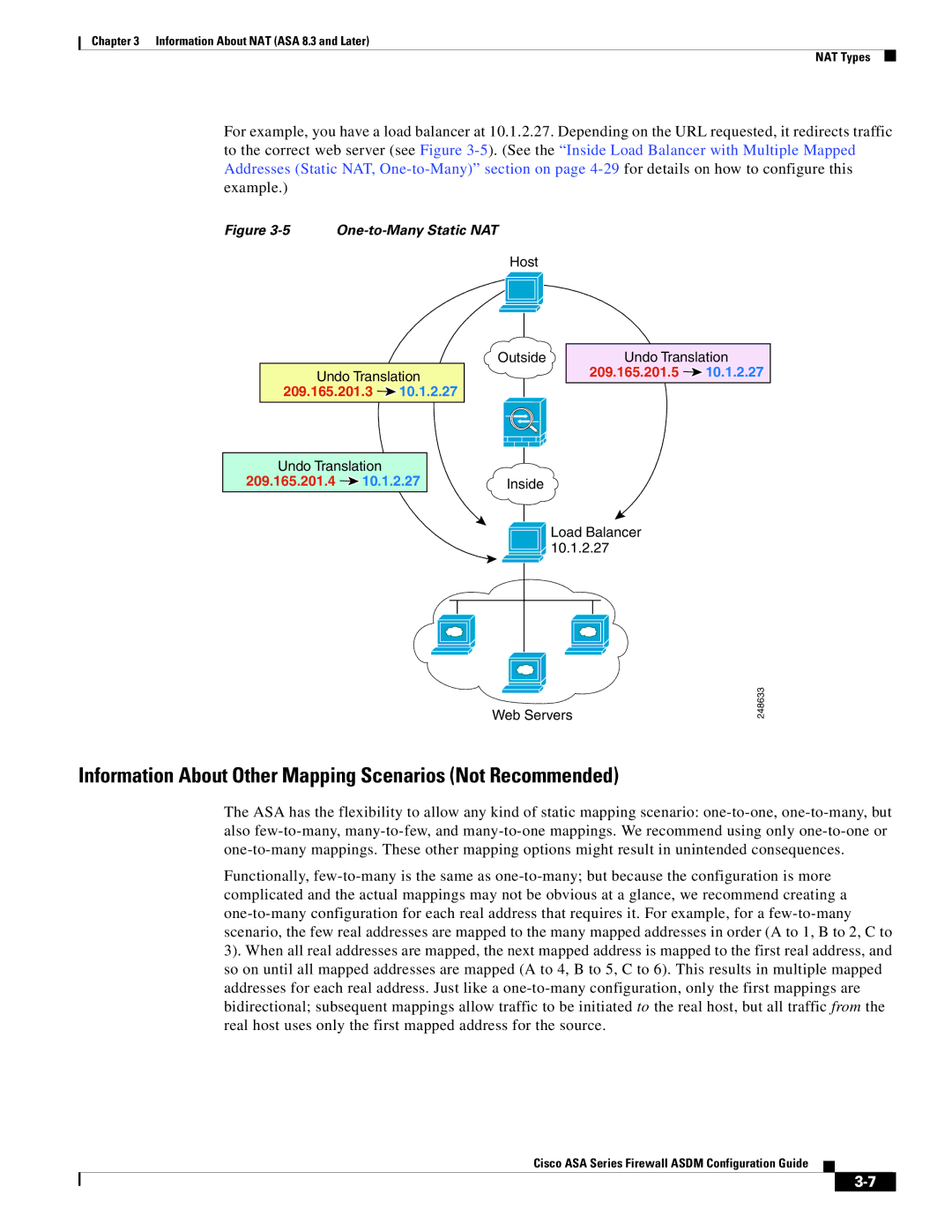 Cisco Systems ASA 5585-X, ASA 5505, ASA 5545-X, ASA 5555-X manual Information About Other Mapping Scenarios Not Recommended 