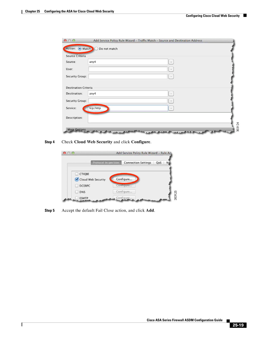 Cisco Systems ASA Services Module, ASA 5505, ASA 5545-X, ASA 5555-X manual Check Cloud Web Security and click Configure, 25-19 