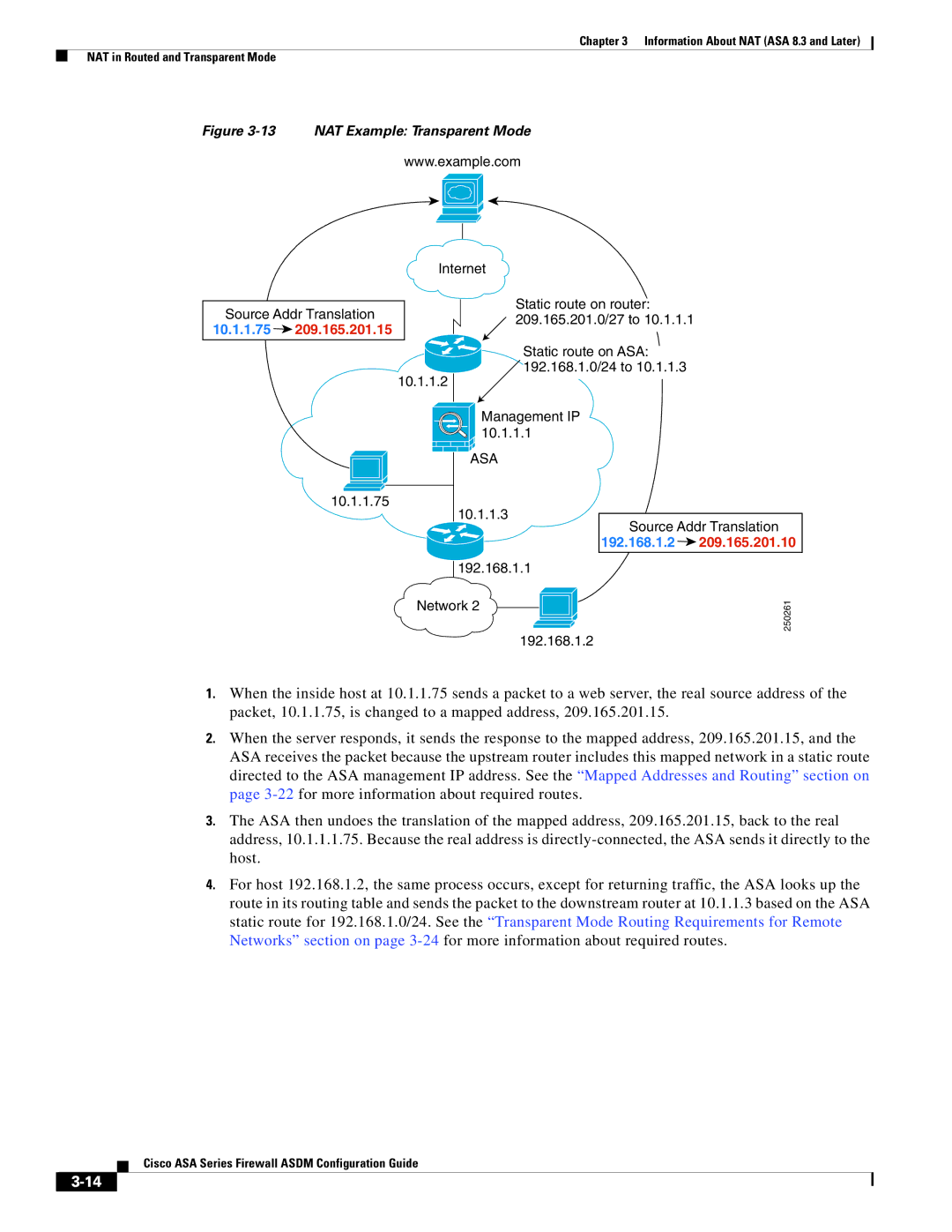 Cisco Systems ASA 5580, ASA 5505, ASA 5545-X, ASA 5555-X, ASA 5585-X, ASA Services Module manual NAT Example Transparent Mode 