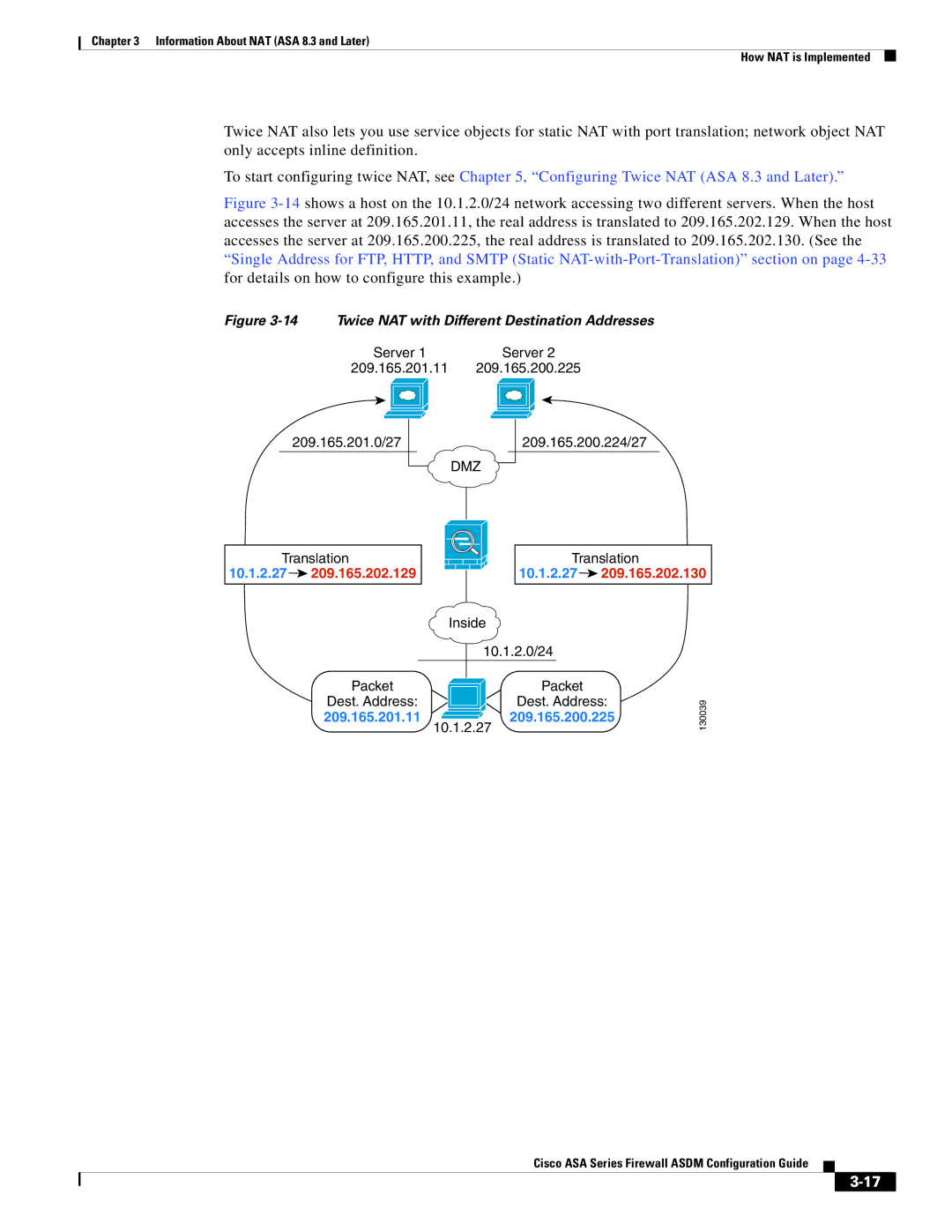 Cisco Systems ASA 5545-X, ASA 5505, ASA 5555-X, ASA 5585-X, ASA 5580 manual Twice NAT with Different Destination Addresses 