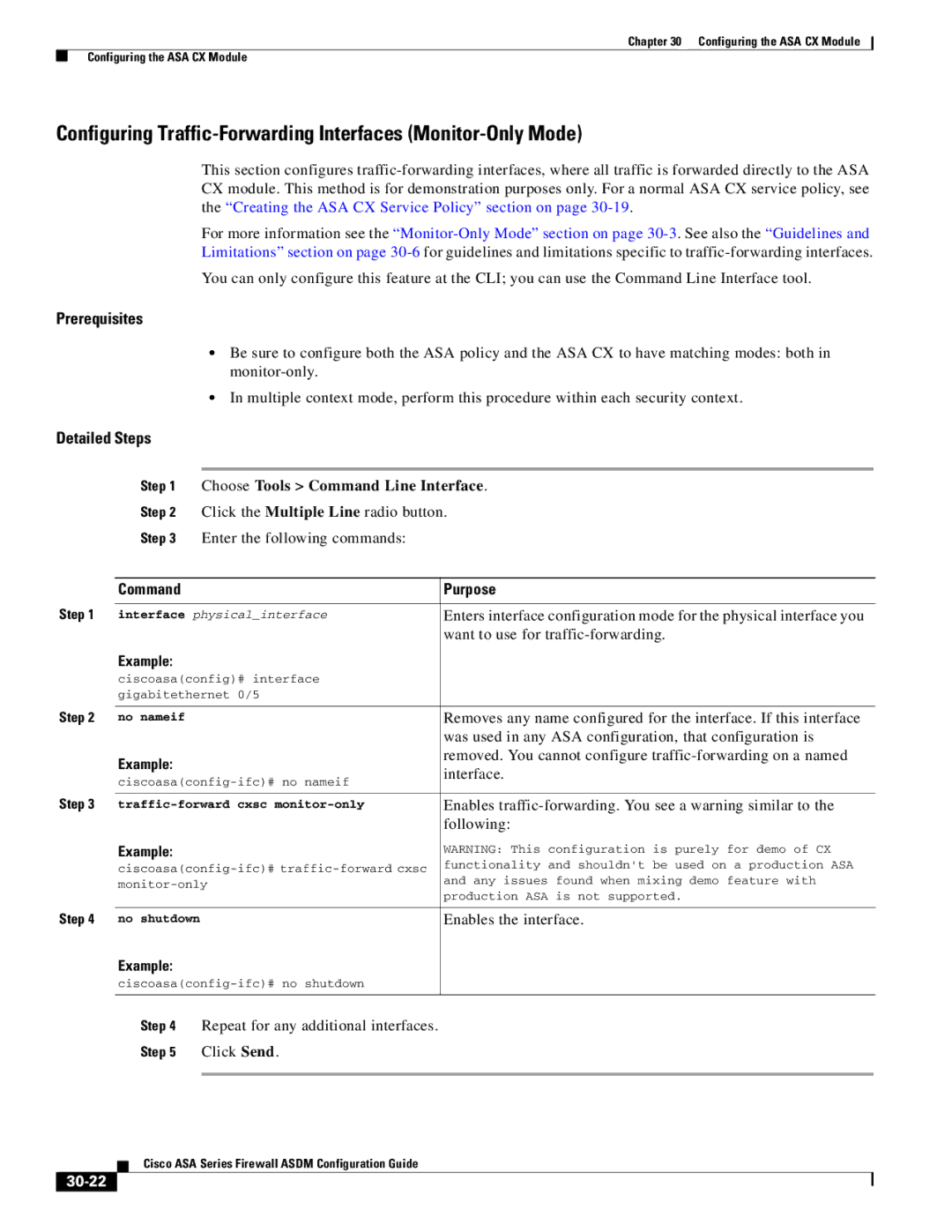 Cisco Systems ASA 5505 Configuring Traffic-Forwarding Interfaces Monitor-Only Mode, Choose Tools Command Line Interface 