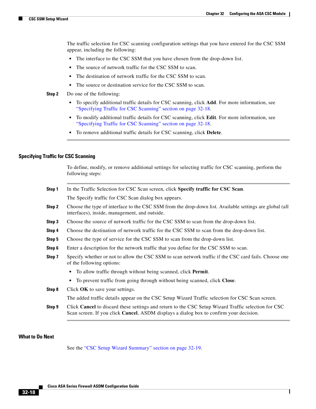 Cisco Systems ASA 5555-X, ASA 5505, ASA 5545-X, ASA 5585-X, ASA 5580 manual Specifying Traffic for CSC Scanning, 32-18 