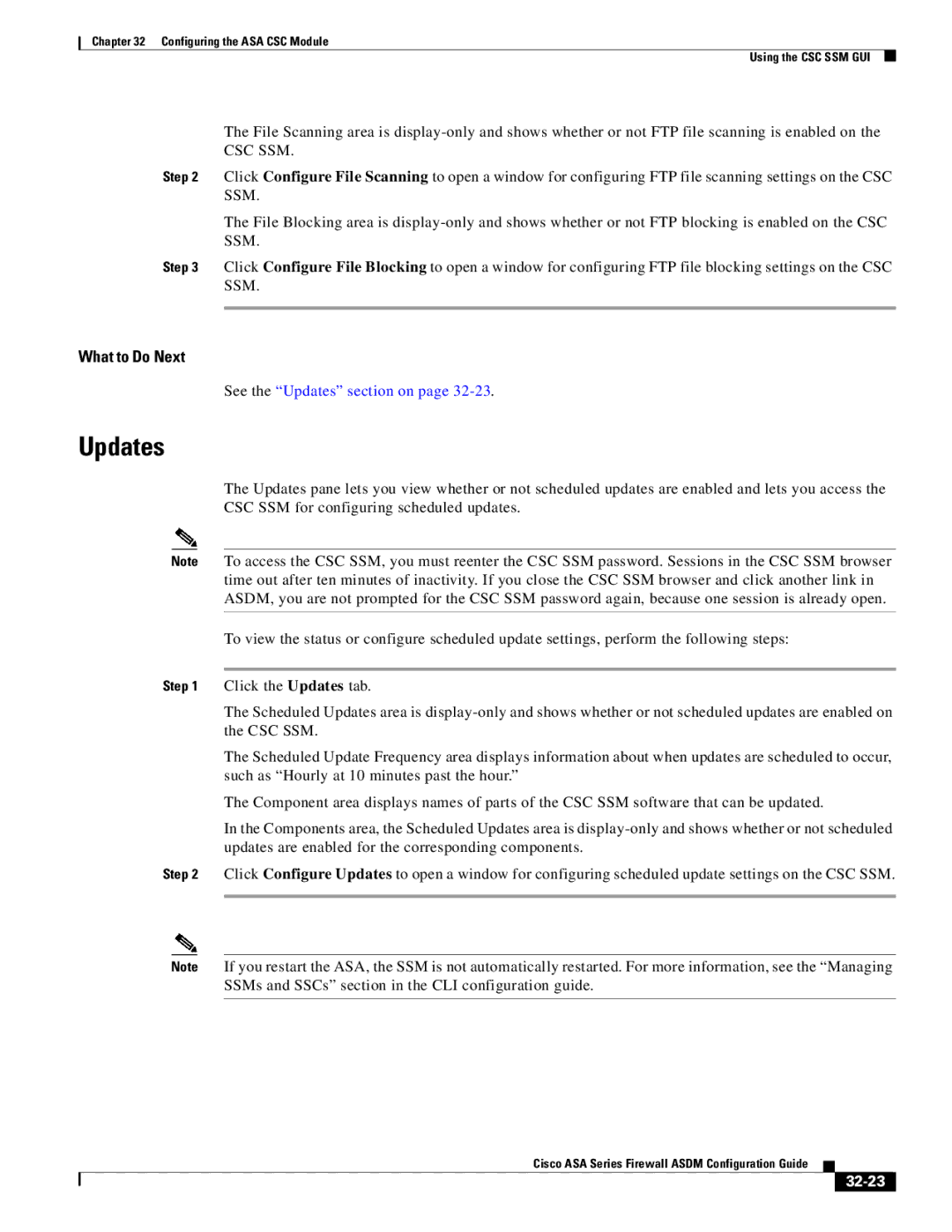 Cisco Systems ASA 5545-X, ASA 5505, ASA 5555-X, ASA 5585-X, ASA 5580, ASA Services Module manual Updates, 32-23 