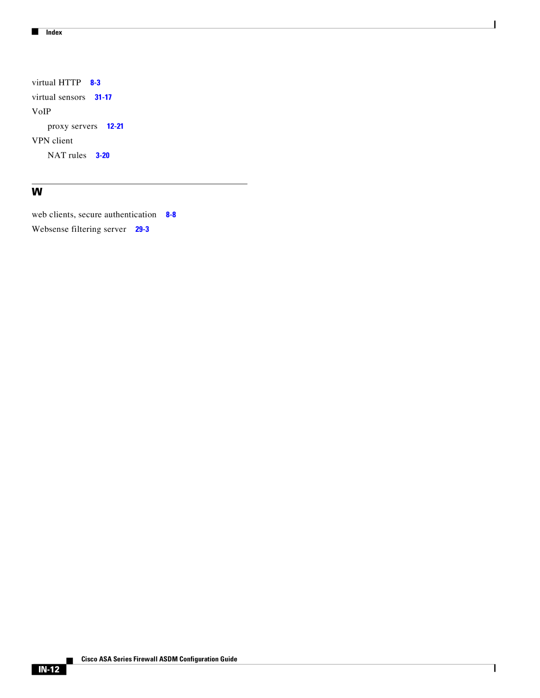 Cisco Systems ASA 5580, ASA 5505, ASA 5545-X, ASA 5555-X, ASA 5585-X, ASA Services Module manual IN-12 