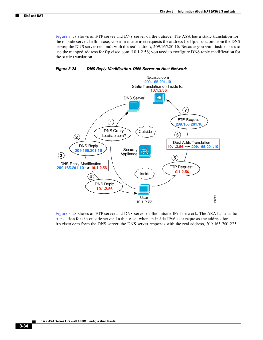 Cisco Systems ASA 5505, ASA 5545-X, ASA 5555-X, ASA 5585-X, ASA 5580 manual DNS Reply Modification, DNS Server on Host Network 