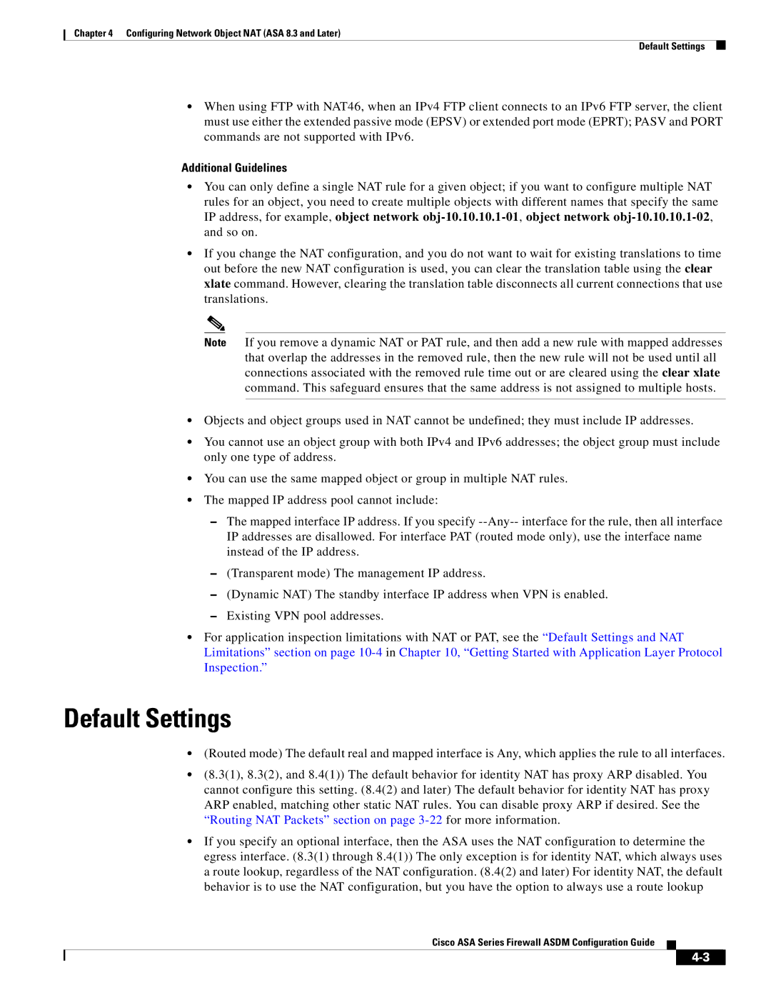 Cisco Systems ASA Services Module, ASA 5505, ASA 5545-X, ASA 5555-X, ASA 5585-X manual Default Settings, Additional Guidelines 