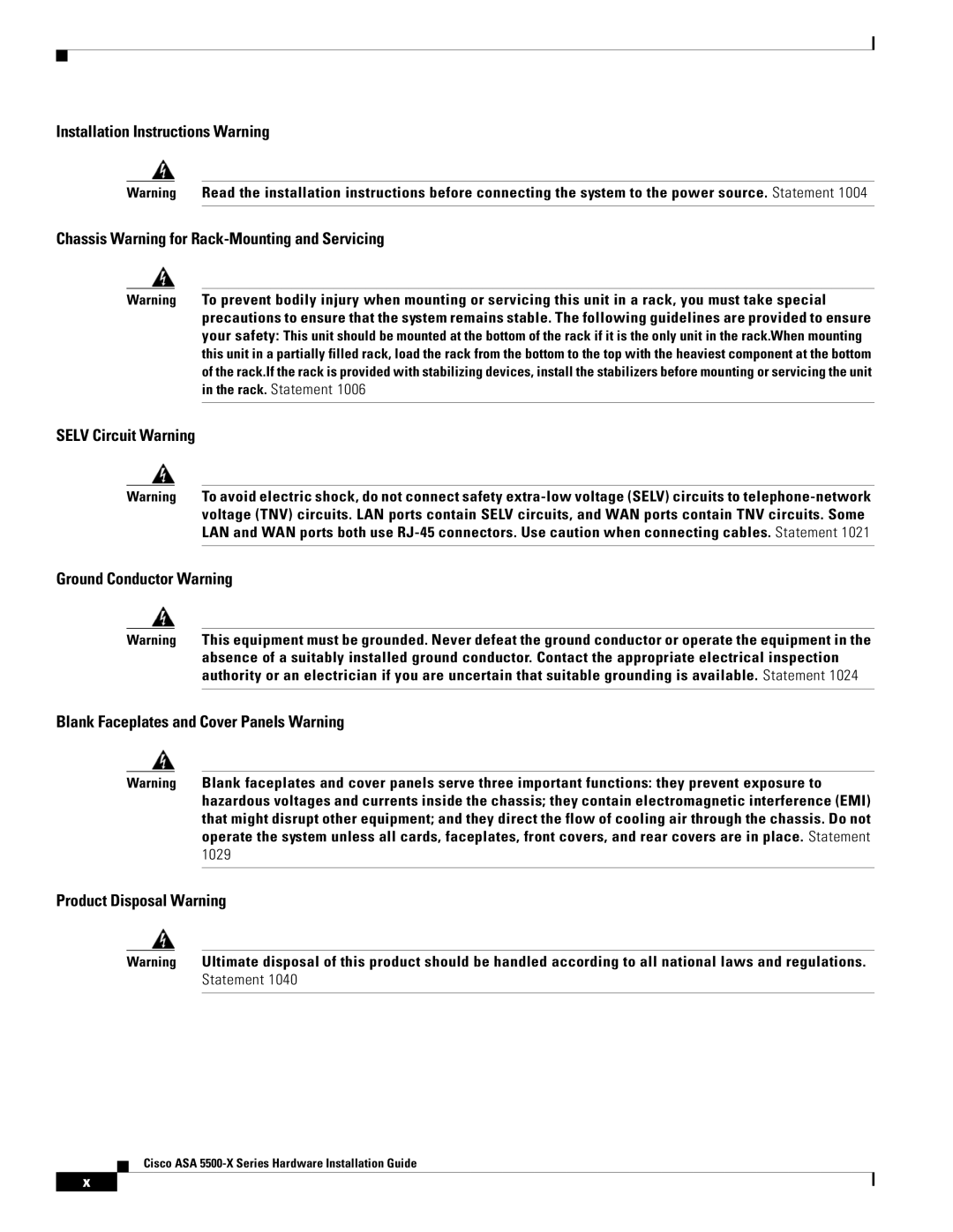 Cisco Systems ASA5515K9, kygjygcjgf, ASA5525IPSK9, ASA5512AW1YPR manual Cisco ASA 5500-X Series Hardware Installation Guide 