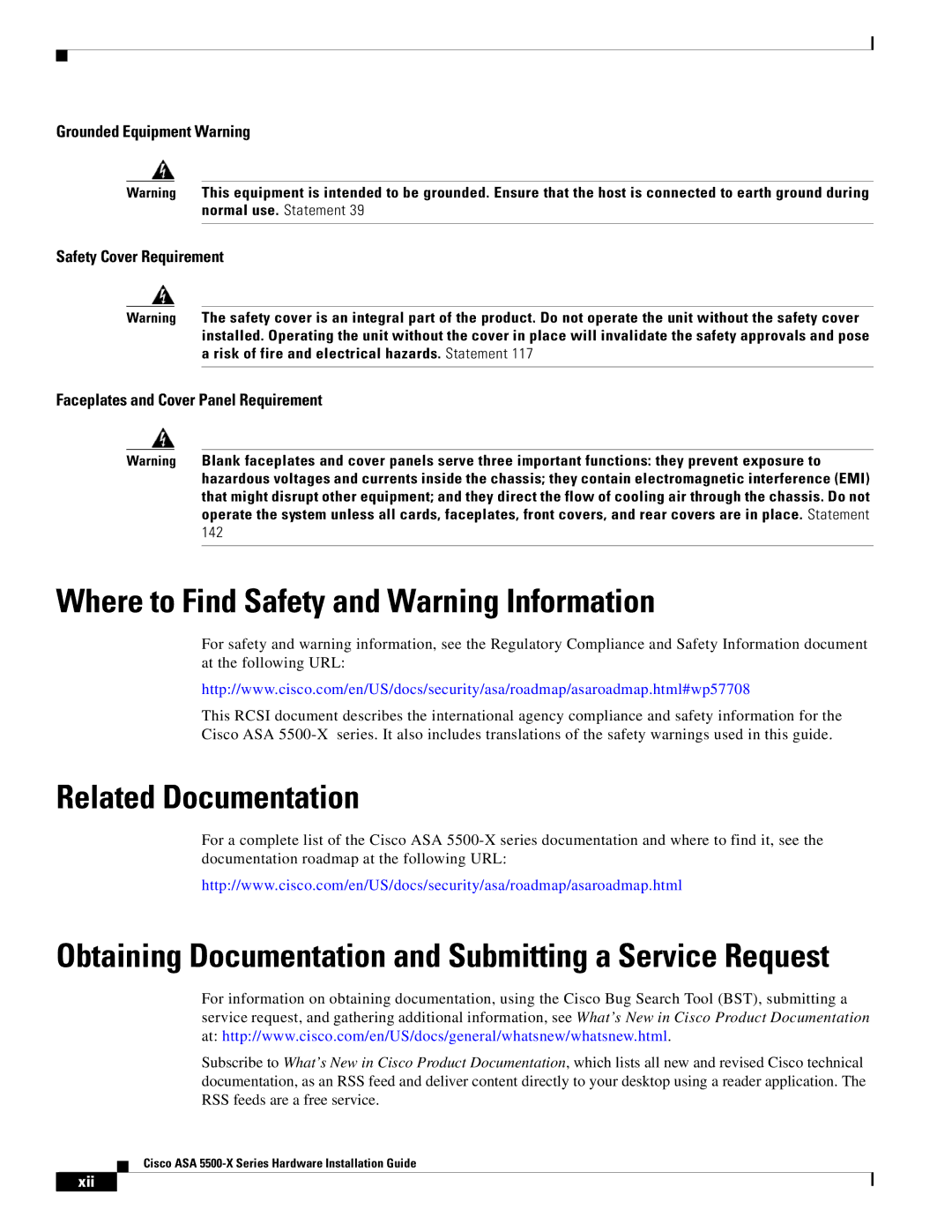 Cisco Systems ASA5525IPSK9, ASA5515K9, kygjygcjgf manual Where to Find Safety and Warning Information, Related Documentation 