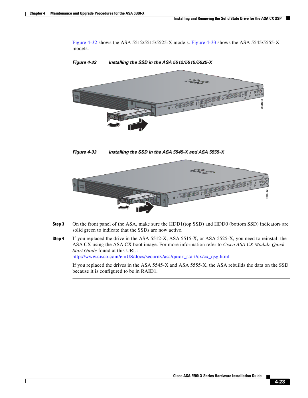 Cisco Systems ASA5525IPSK9, ASA5515K9, kygjygcjgf, ASA5512AW1YPR, ASA5555IPSK9 Installing the SSD in the ASA 5512/5515/5525-X 