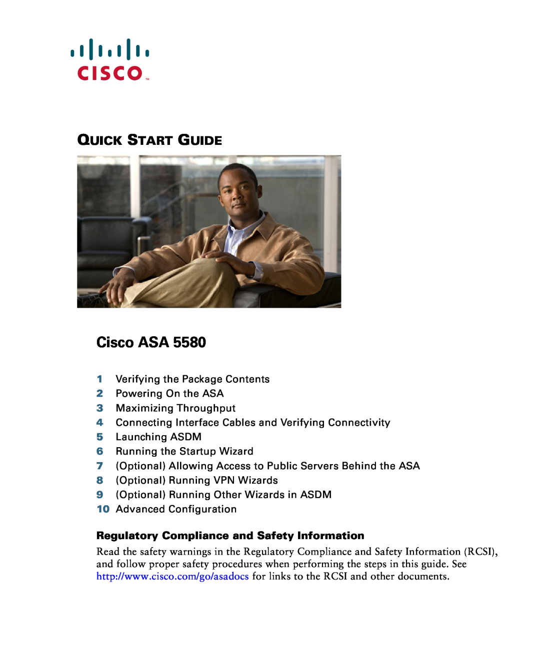 Cisco Systems 5580, 5585-X quick start Cisco ASA, Quick Start Guide, Regulatory Compliance and Safety Information 