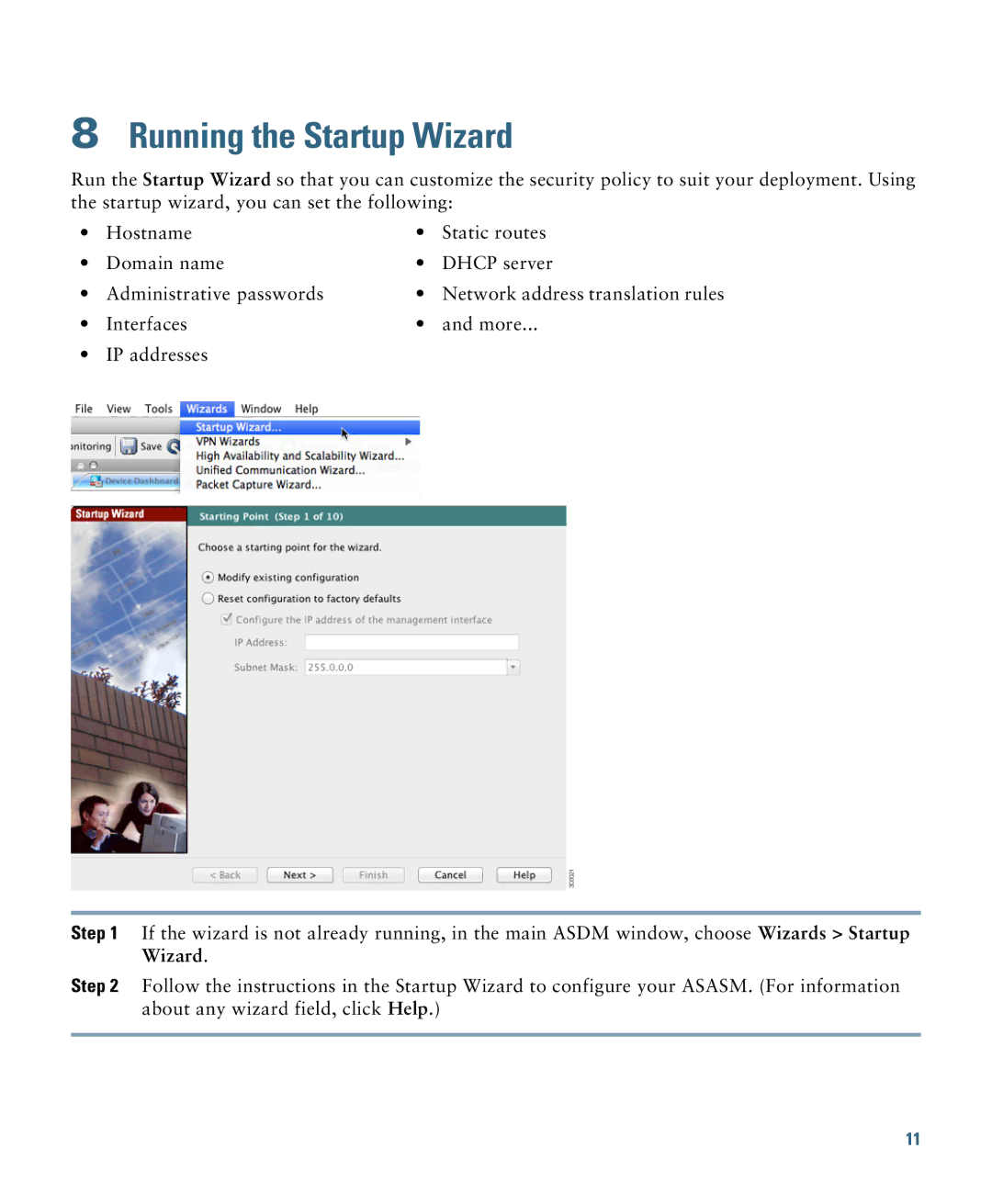 Cisco Systems ASASSMCSC10K9 quick start Running the Startup Wizard 